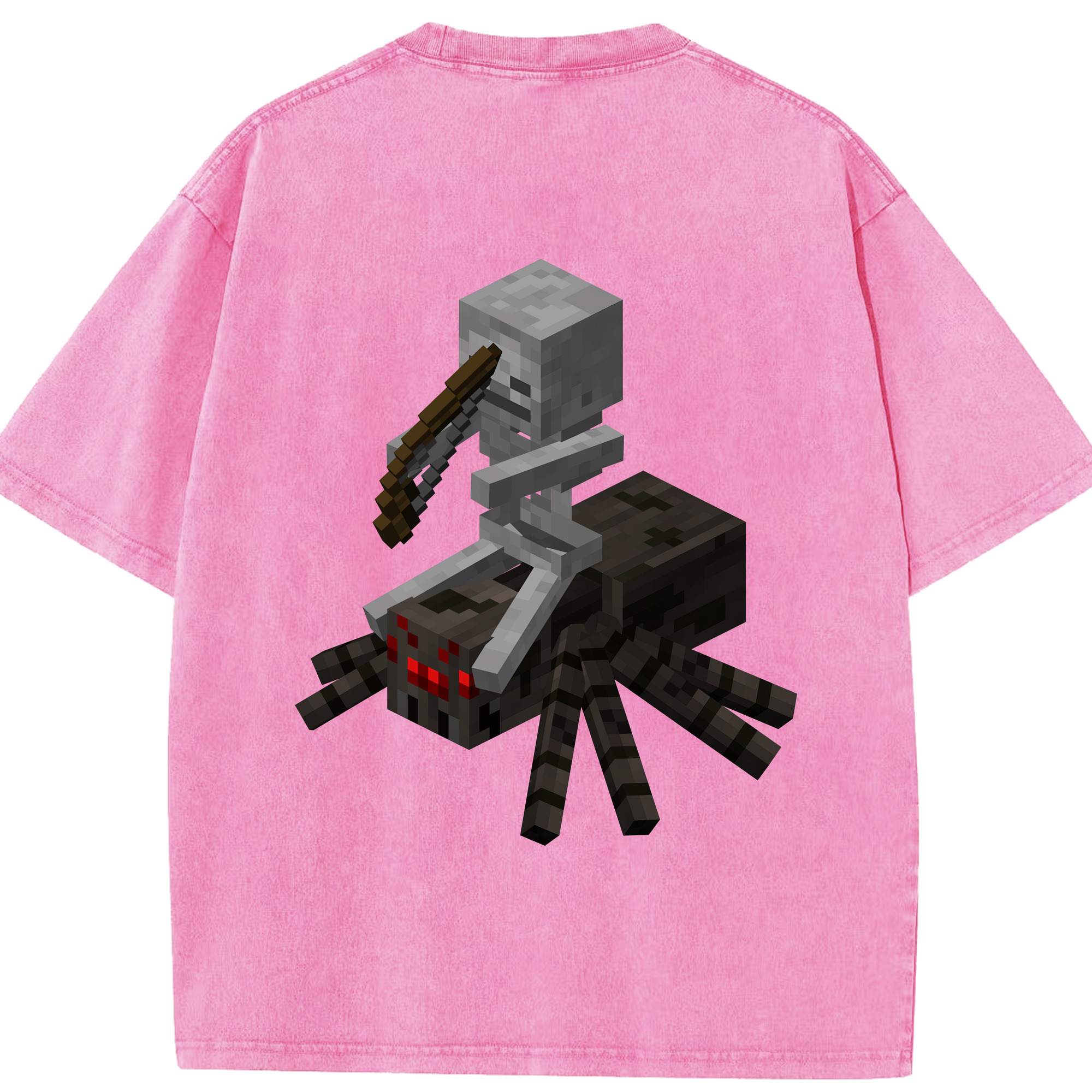 （画像用） マインクラフト ブロックの世界 Minecraft MC Block world 綿100% ヴィンテージ風 半袖Tシャツ（背面プリント）